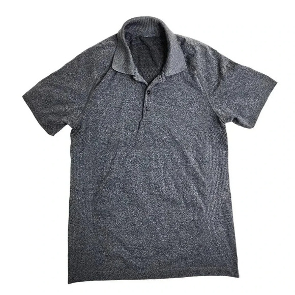 Lululemon Metal Tech Vent Performance Golf Polo Shirt Men's Size Small Gray - Picture 2 of 7